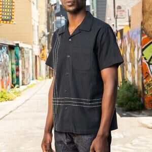 3sixteen Vacation Shirt Black Hand Stitched Small NEW Short Sleeve Camp Button